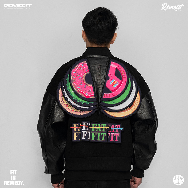 REMEFIT一件5穿秋冬美式高腰羊毛拼接魔术贴情侣棒球服夹克外套潮,男装,夹克,淘宝优惠券,粉丝福利购,淘宝优惠卷