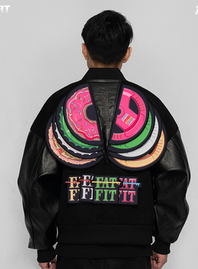 REMEFIT一件5穿秋冬美式高腰羊毛拼接魔术贴情侣棒球服夹克外套潮