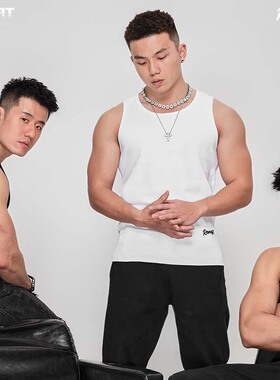 REMEFIT 重磅美式320g显肌肉纯棉罗文修身运动弹力健身打底背心夏