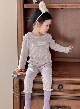 女童秋衣秋裤纯棉套装A类莱卡棉儿童家居服睡衣女孩秋冬内衣套装
