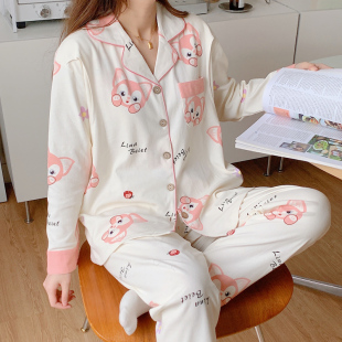 产后纯棉孕妇睡衣喂奶衣住院两件套 薄款 春秋款 月子服产妇哺乳夏季