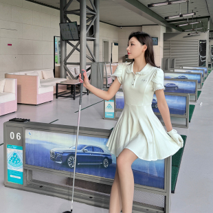 TASHI 新款韩版高尔夫连衣裙女士春夏修身显瘦高腰短裙时尚百褶裙