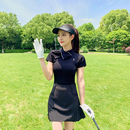 女韩版 上衣修身 短袖 高尔夫服装 弹力速干运动百褶短裙子golf套装