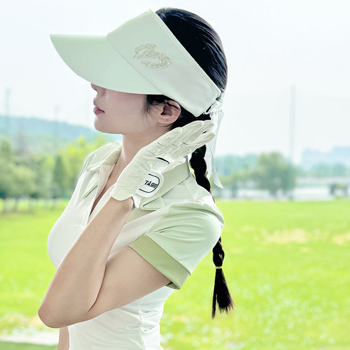 韩国夏季高尔夫球帽女款高尔夫防晒无顶帽golf蝴蝶结遮阳防晒帽