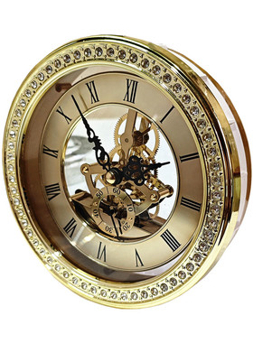 老款直径97mm复古圆型罗马透视钟头金色镶嵌落地钟配件零配