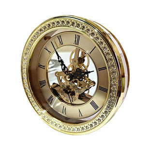 老款直径97mm复古圆型罗马透视钟头金色镶嵌落地钟配件零配