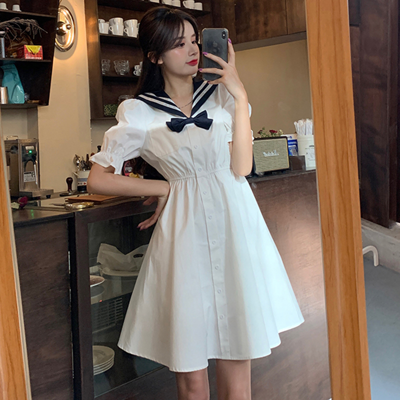 Real Navy Vintage bubble sleeve dress