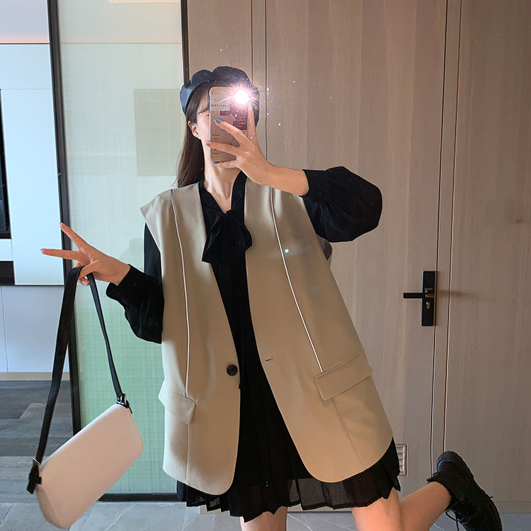 Real shot quality tea green vest + Long Sleeve Dress