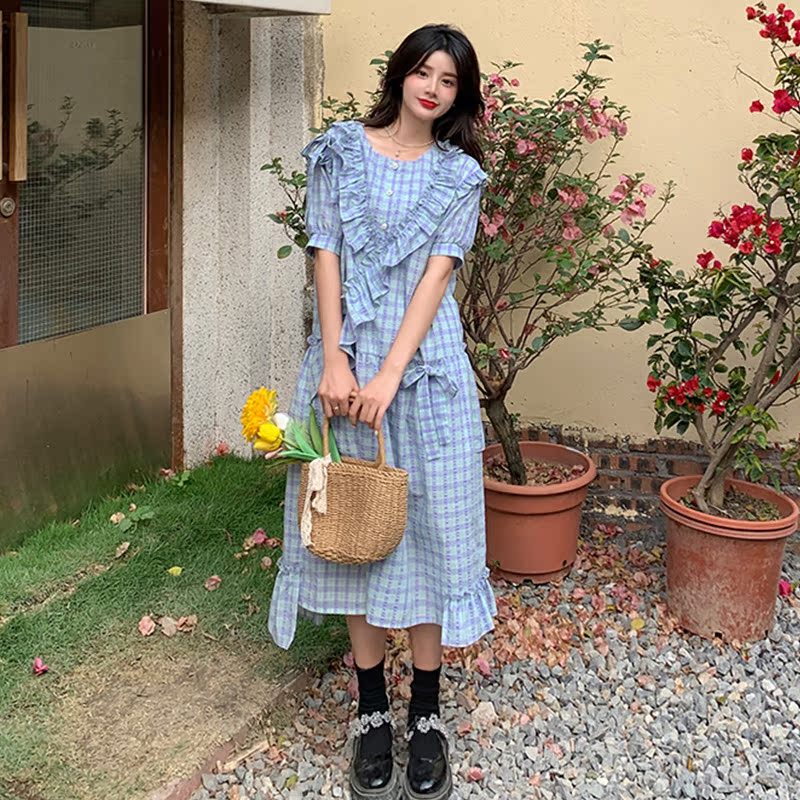 Real color contrast Plaid Dress