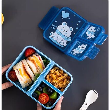 儿童卡通PP塑料三分格饭盒上班族带饭可微波炉餐盒学生食堂打饭盒