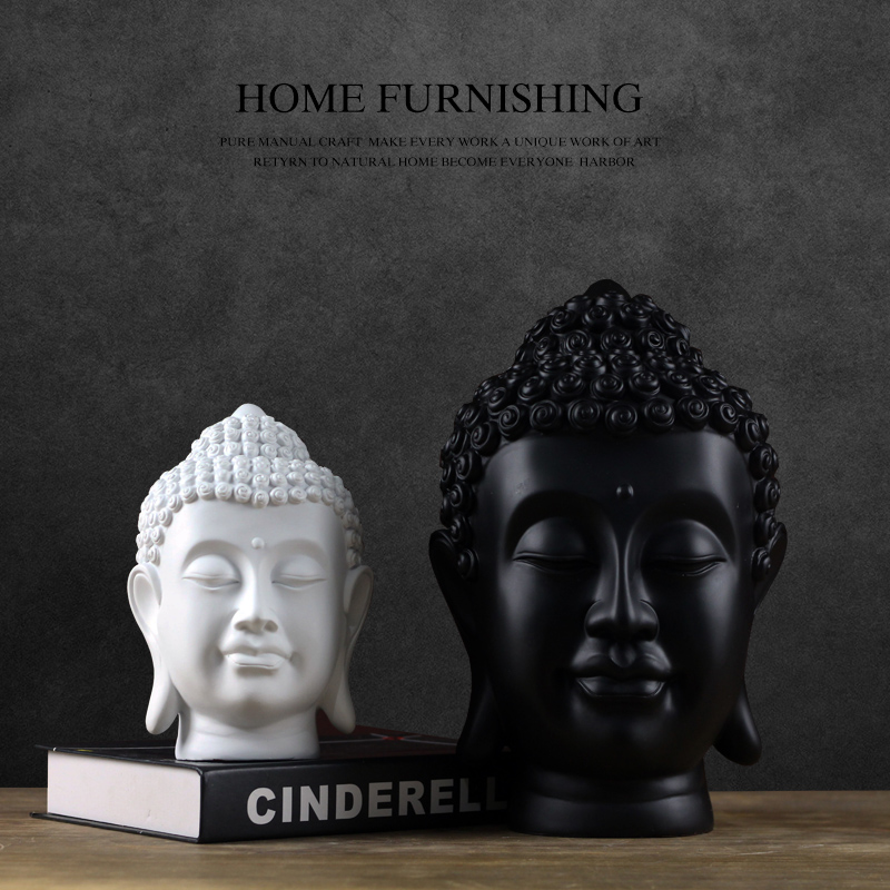 新中式现代人物树脂佛头工艺品摆件禅意如来佛像首摆设瑜伽装饰品