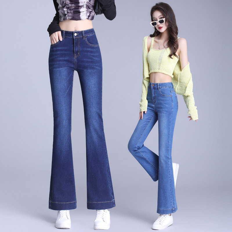 高腰微喇牛仔裤女九分春秋2025新款弹力修身显瘦小个子喇叭牛仔裤