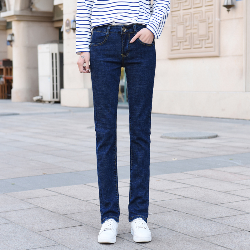 直筒弹力牛仔裤女显瘦百搭