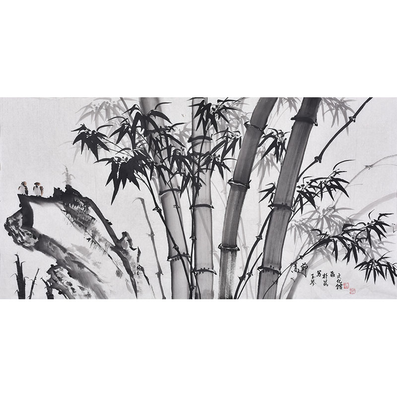 纯手绘画芯国画真迹写意花鸟竹子节节高名家水墨画办公酒店字画
