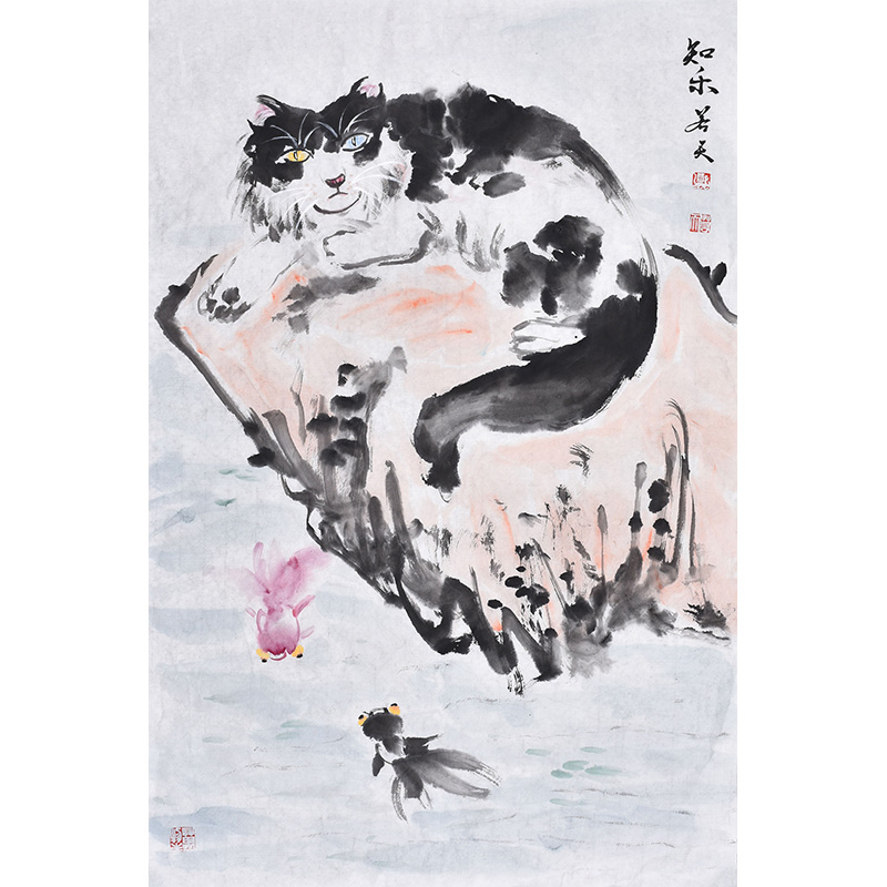 国画动物画猫趣图 玄关客厅卧室招财猫挂画 字画书画装饰画
