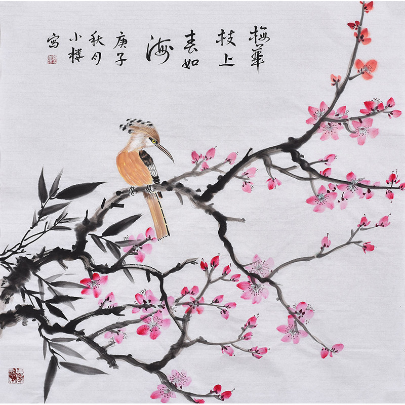 实力艺术家纯手绘国画花鸟画餐厅装饰画现代简约饭厅挂画客厅壁画