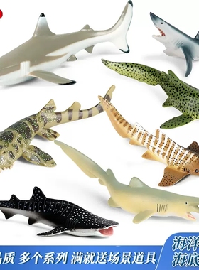 仿真小鲨鱼模型鲸鲨斑马鲨条纹斑竹鲨海洋生物虎鲨锤头鲨儿童玩具