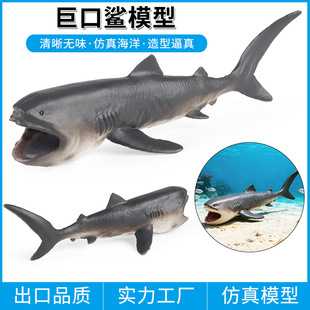 仿真巨口鲨儿童实心海洋动物玩具巨齿鲨鱼类认知桌面小号摆件模型
