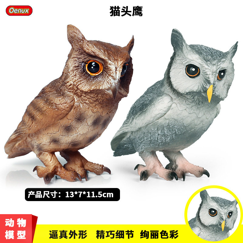 猫头鹰玩具大号仿真鸮枭角鸮雕鸮鸟类模型儿童科教认知摆件礼物