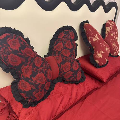 法式少女心全棉蝴蝶抱枕床头腰靠背床上卧室婚庆喜靠枕椅靠垫宿舍