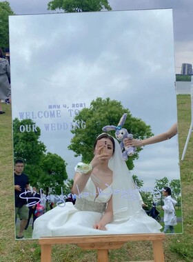 婚礼订婚婚礼现场酒店大堂水牌亚克力板镜子新娘新郎信息贴纸