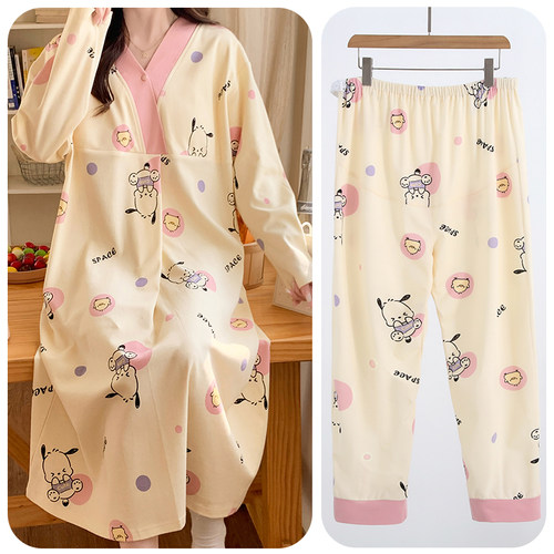 带胸垫哺乳孕妇待产裙纯棉加大码