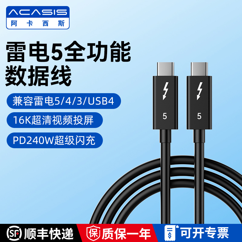 阿卡西斯雷电4/5双type-c数据线
