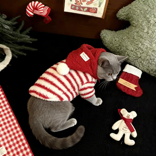 猫咪新春过年衣服蓝猫银渐层布偶猫宠物加厚保暖新年喜庆连帽背心