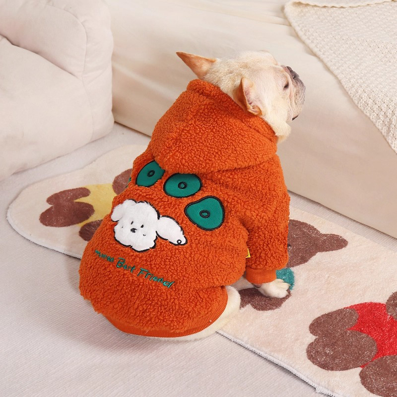 狗狗冬季衣服加绒加厚连帽卫衣宠物法斗柴犬柯基冬天保暖外套棉衣