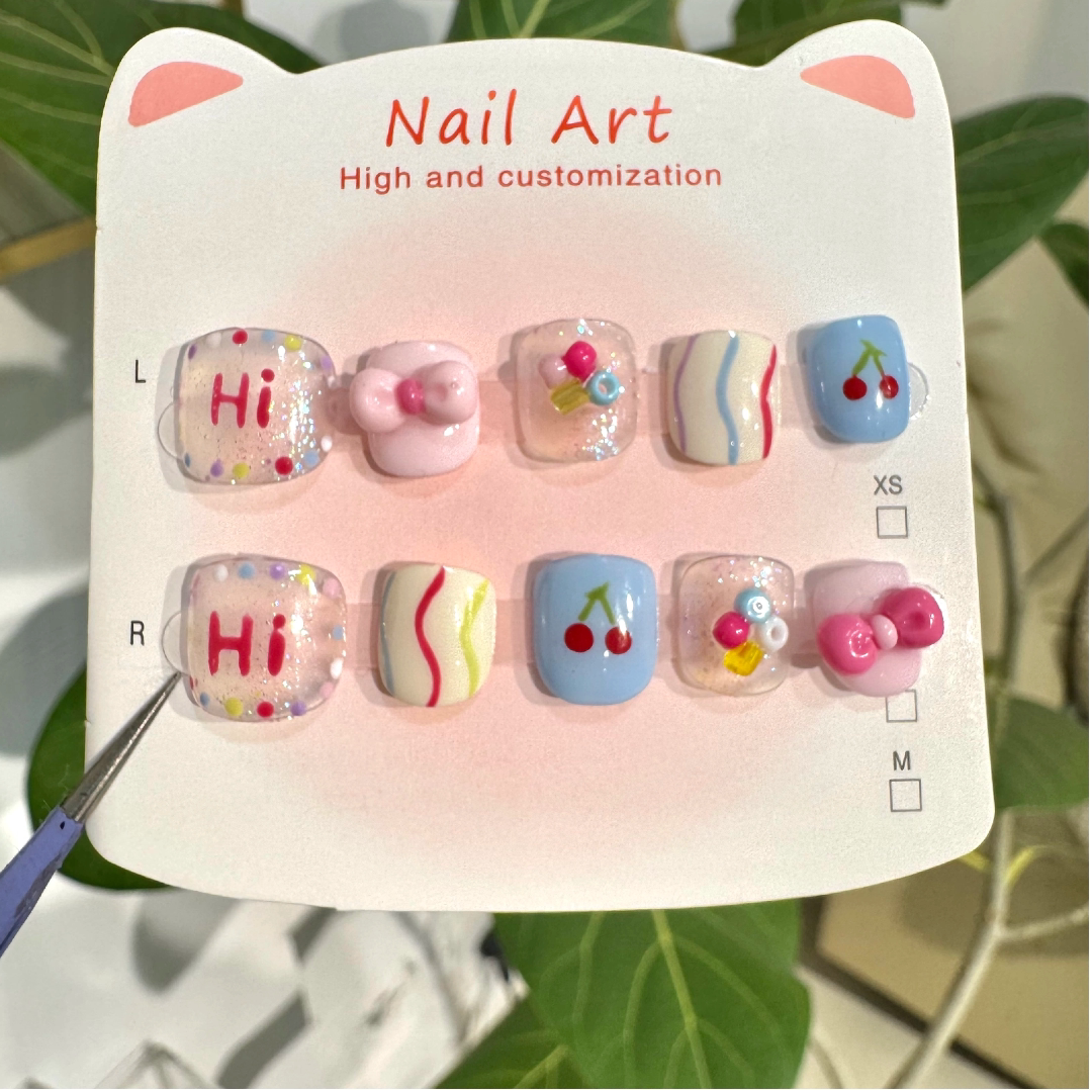 儿童短款高级感手工穿戴指甲贴片
