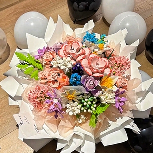 2025新款永生花束玫瑰花积木花桶女生高级感送女友闺蜜情人节礼物