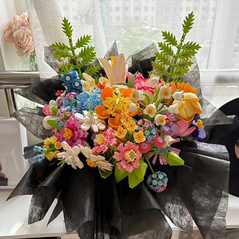 创意积木花束红书同款高颜值仙气高难度益智拼装玩DIY礼物女友