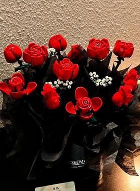 diy积木玫瑰花拼装永生花束女生系列女孩子礼物闺蜜情人节送女友