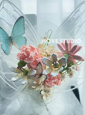 积木花束玫瑰抱抱桶拼装永生花送女朋友手工diy520情人节生日礼物