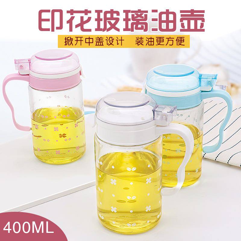 振兴YH5887印花玻璃油壶家用厨房计量550ml防漏酱油密封24个起出
