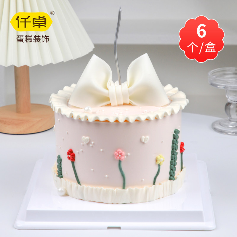 白色翻糖蝴蝶结成品蛋糕装饰摆件女神订婚巧克力七夕情人节插件