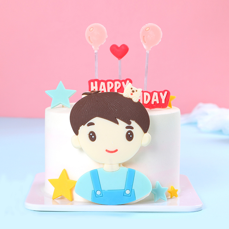 男孩装饰片卡通配件食用生日蛋糕
