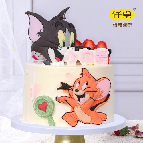 汤姆猫杰瑞鼠网红生日蛋糕装饰