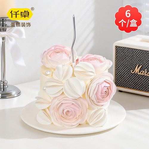 糯米纸手捧花蛋糕装饰成品