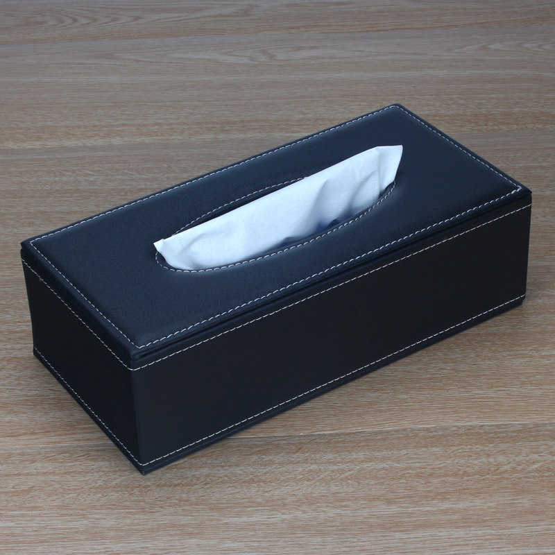 皮革纸巾盒简约 汽车酒店车载用长方形餐巾纸抽纸盒 创意矮款定制