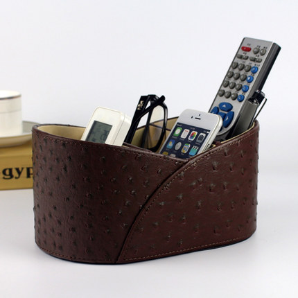 丽然皮革遥控器收纳盒小 桌面化妆品盒 整理盒杂物盒 小盒子 迷你