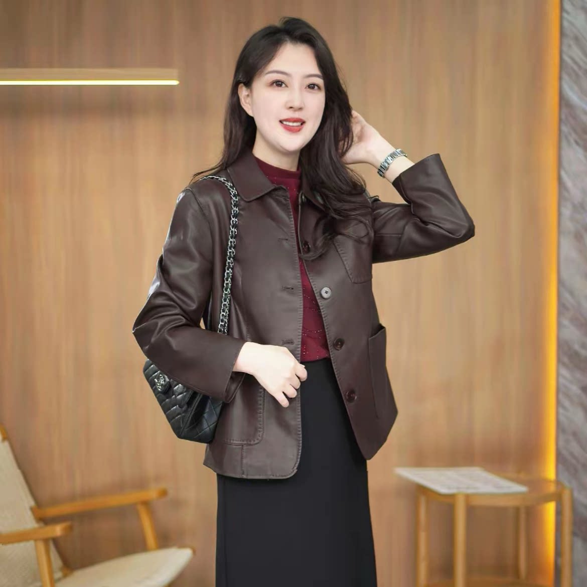 新款皮衣女居家秋冬季外套