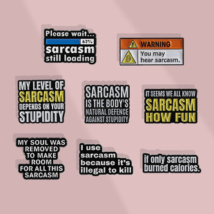 请稍等讽刺仍在加载中胸针个性简约英文胸章金属徽章男女服装配饰