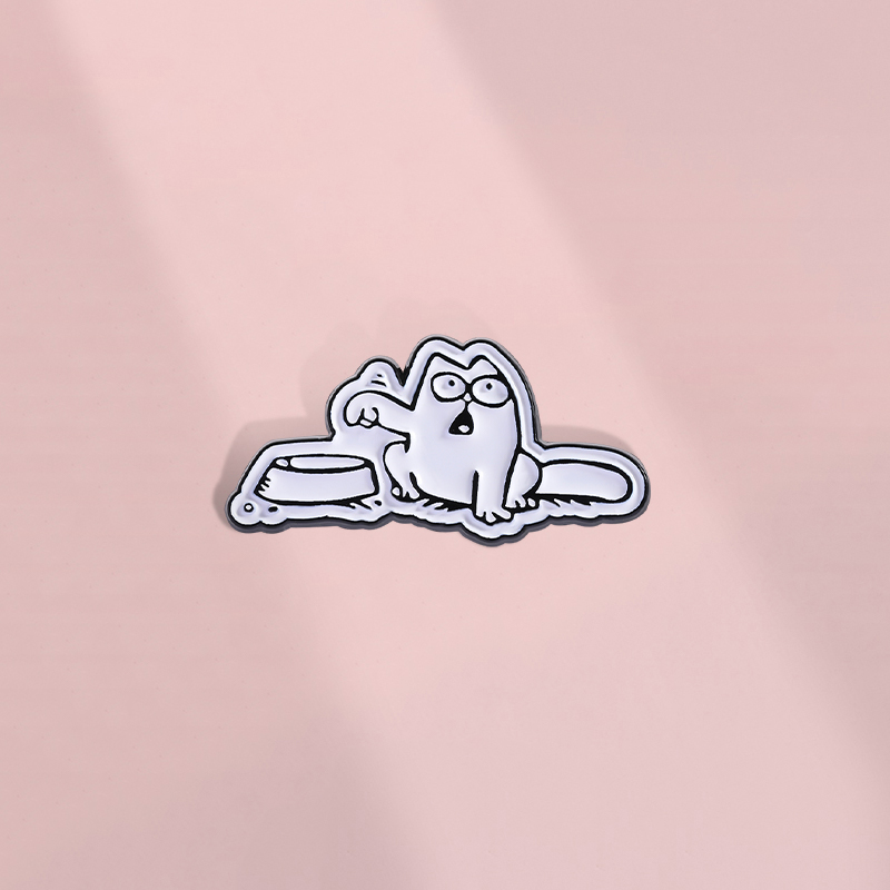 该给粮食了调皮猫西蒙胸针卡通有趣猫咪胸章金属徽章男女背包配饰