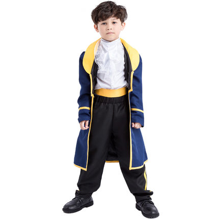 万圣节儿童王子cosplay套装男童美女与野兽动漫国王角色扮演服饰