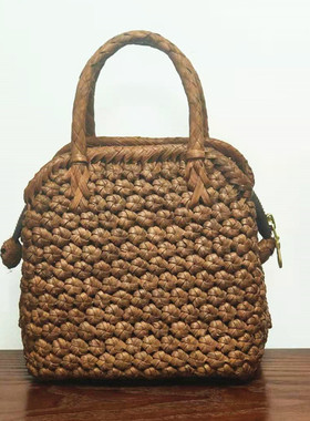 现货出口日本野山葡萄藤包背包时尚斜挎纯手工女双面六角小花新品