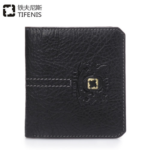 铁夫尼斯三折短款钱包真皮卡包