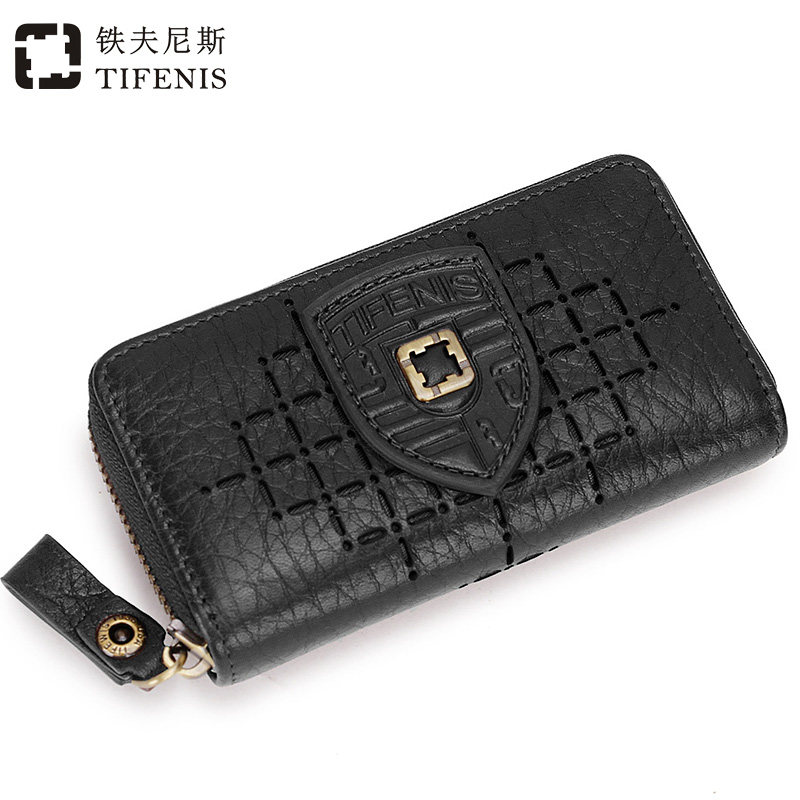 铁夫尼斯纯牛皮车钥匙包男女拉链钥匙包头层真皮门禁卡包原创镂空