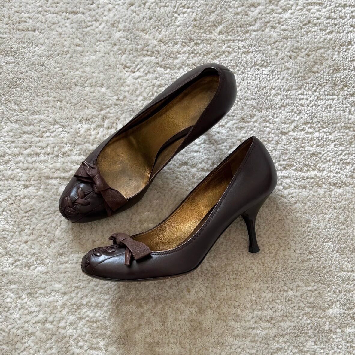 thumbnail for Cowhide version ~ British style bow pumps women's new summer retro outer shoes with soft soles