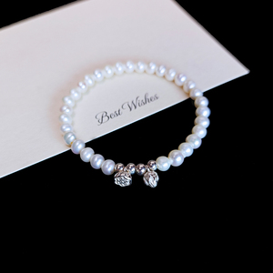 S925纯银手链女轻奢精致珍珠手串闺蜜情人节送礼物手镯两世欢手链